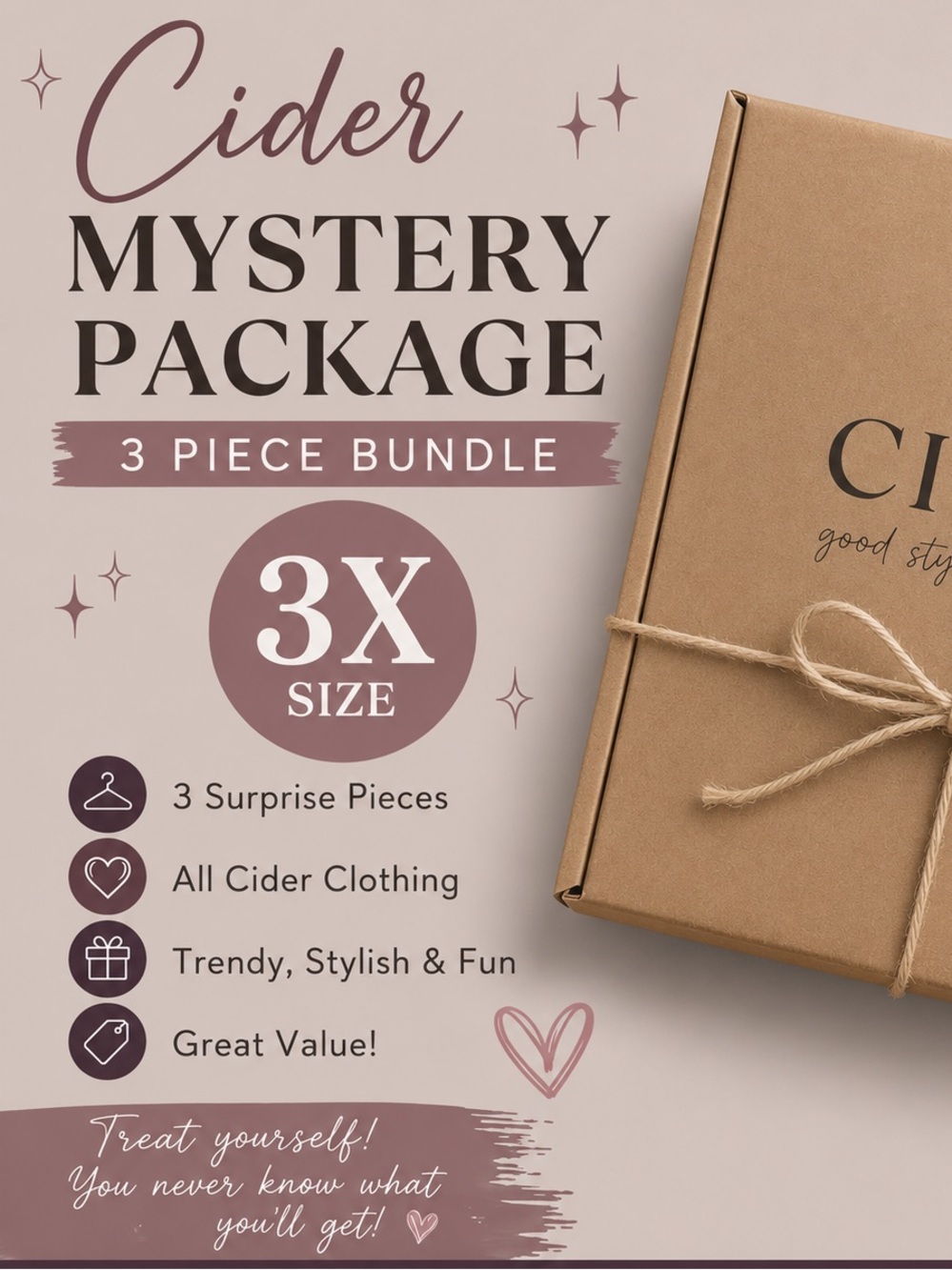 Cider Mystery Package Bundle - Mauve and Kraft Brown
